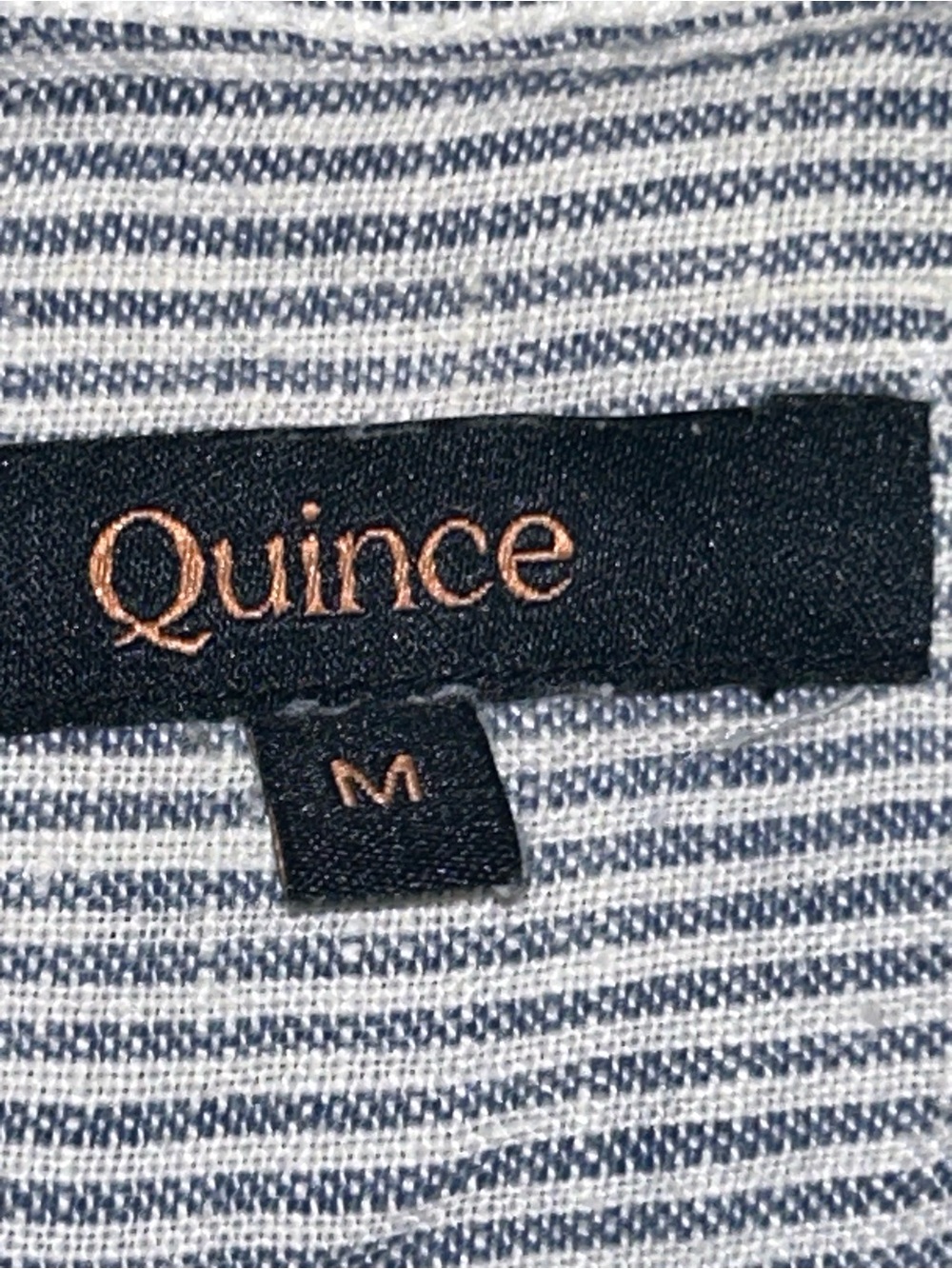 Quince 100% Linen Blue White Stripe Button Up Shirt M - Picture 2 of 7